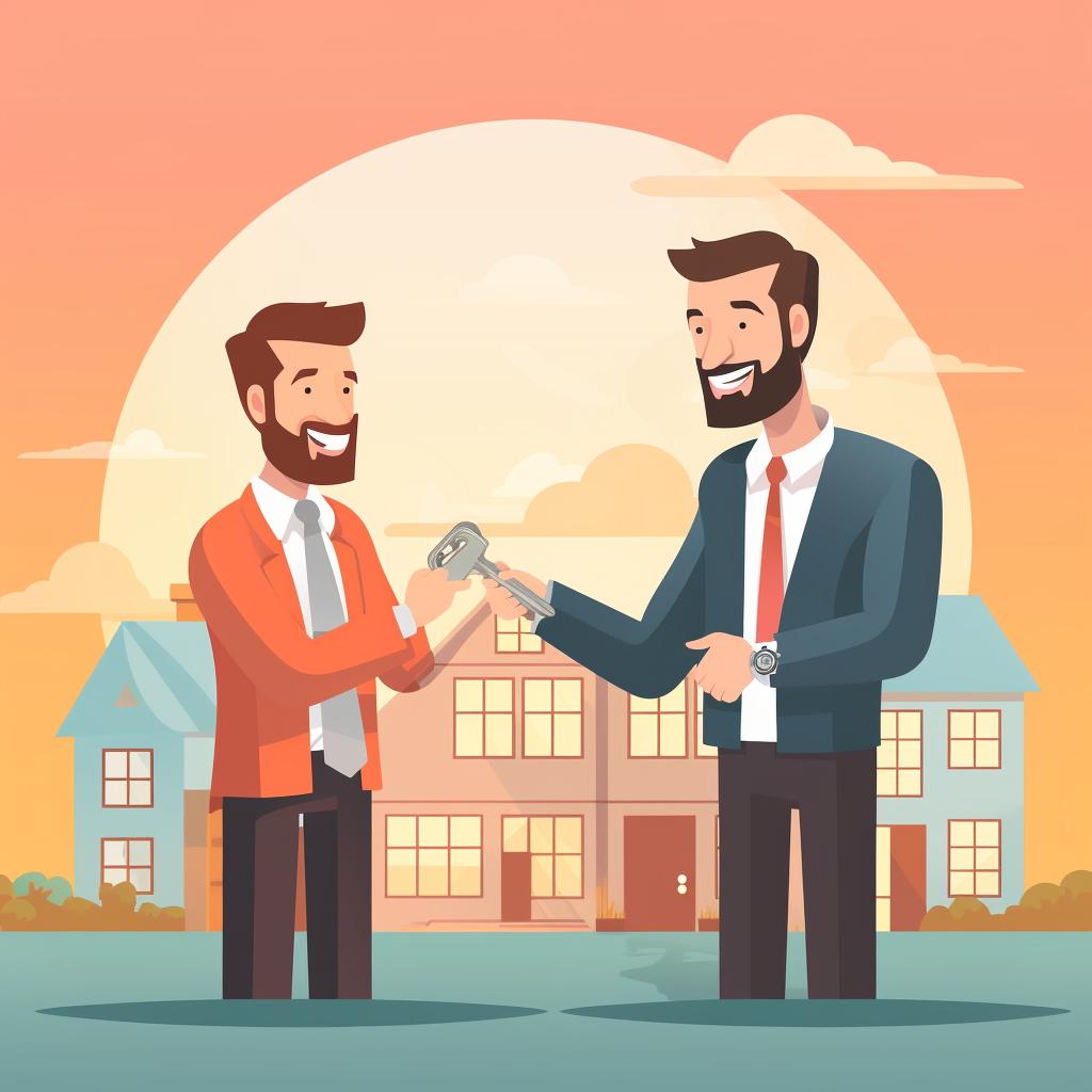 A real estate agent handing over house keys to a client