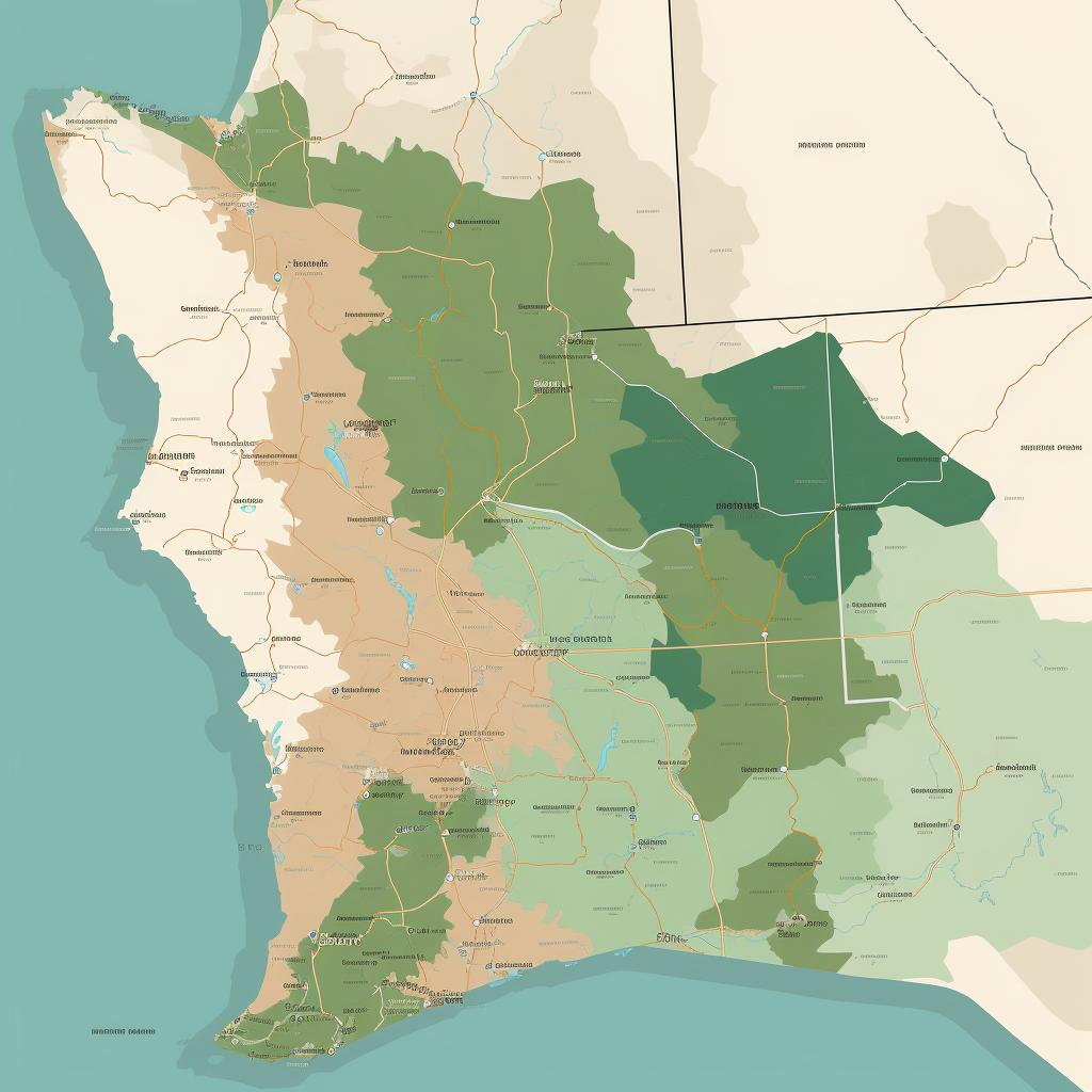 Map of Southern California with highlighted areas