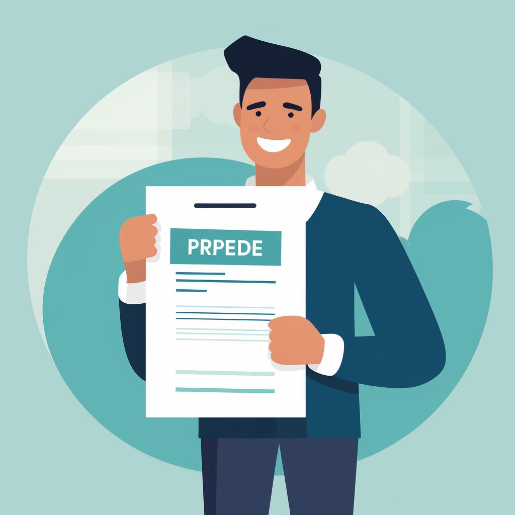 A person holding a document with 'Pre-Approved' written on it.